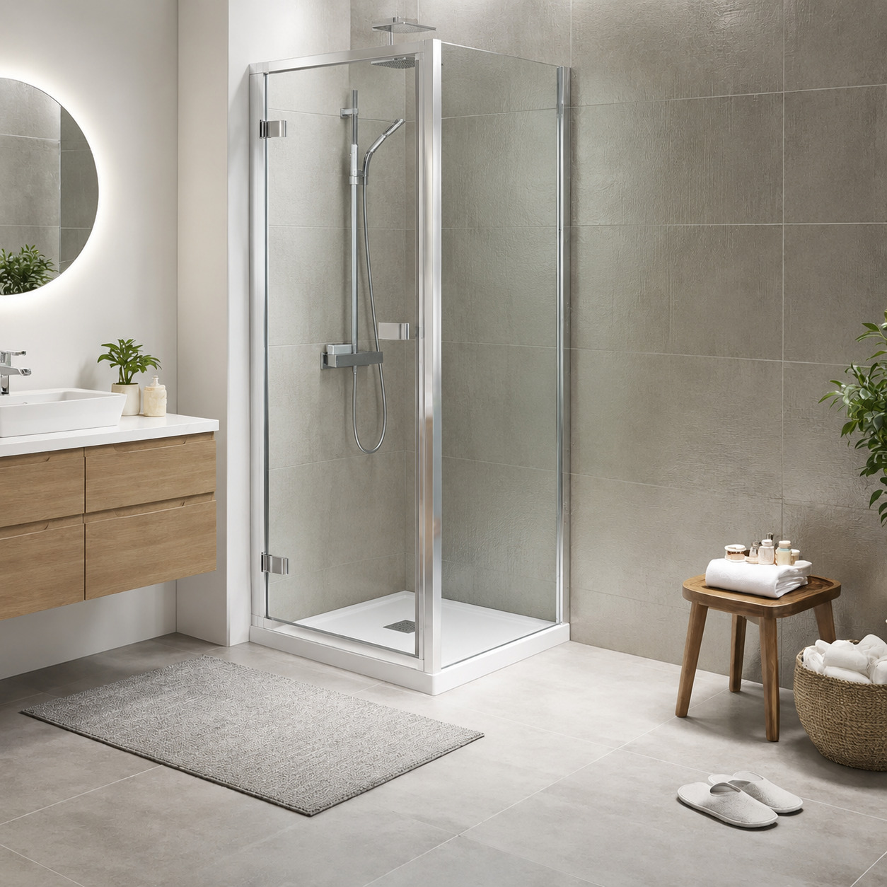 Douche à l'italienne avec paroi transparente